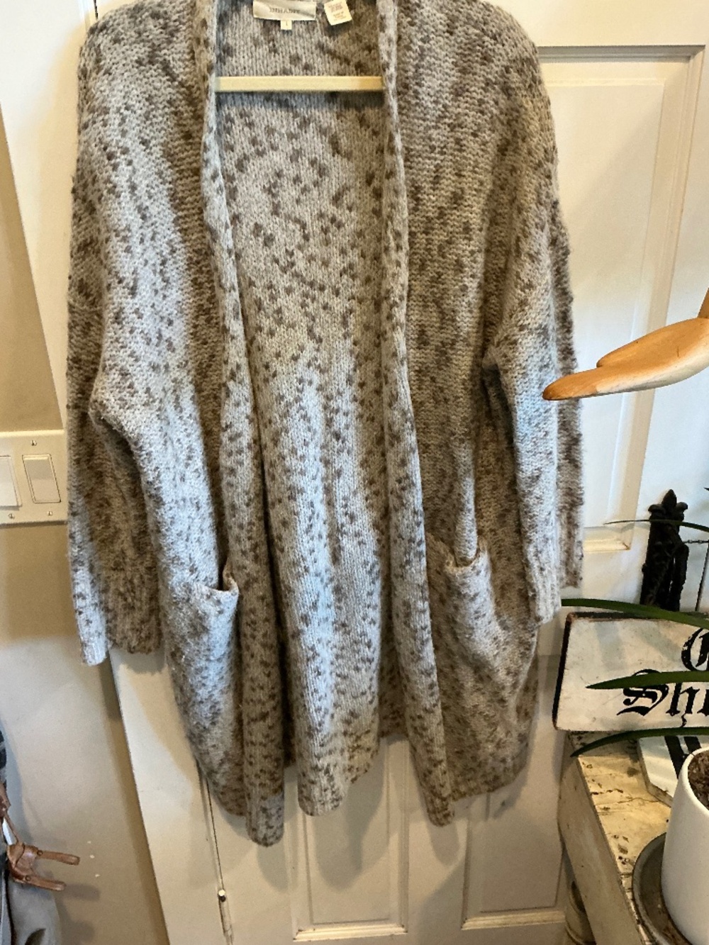 Inhabit cardigan sweater in a wool blend. Size large yet oversized